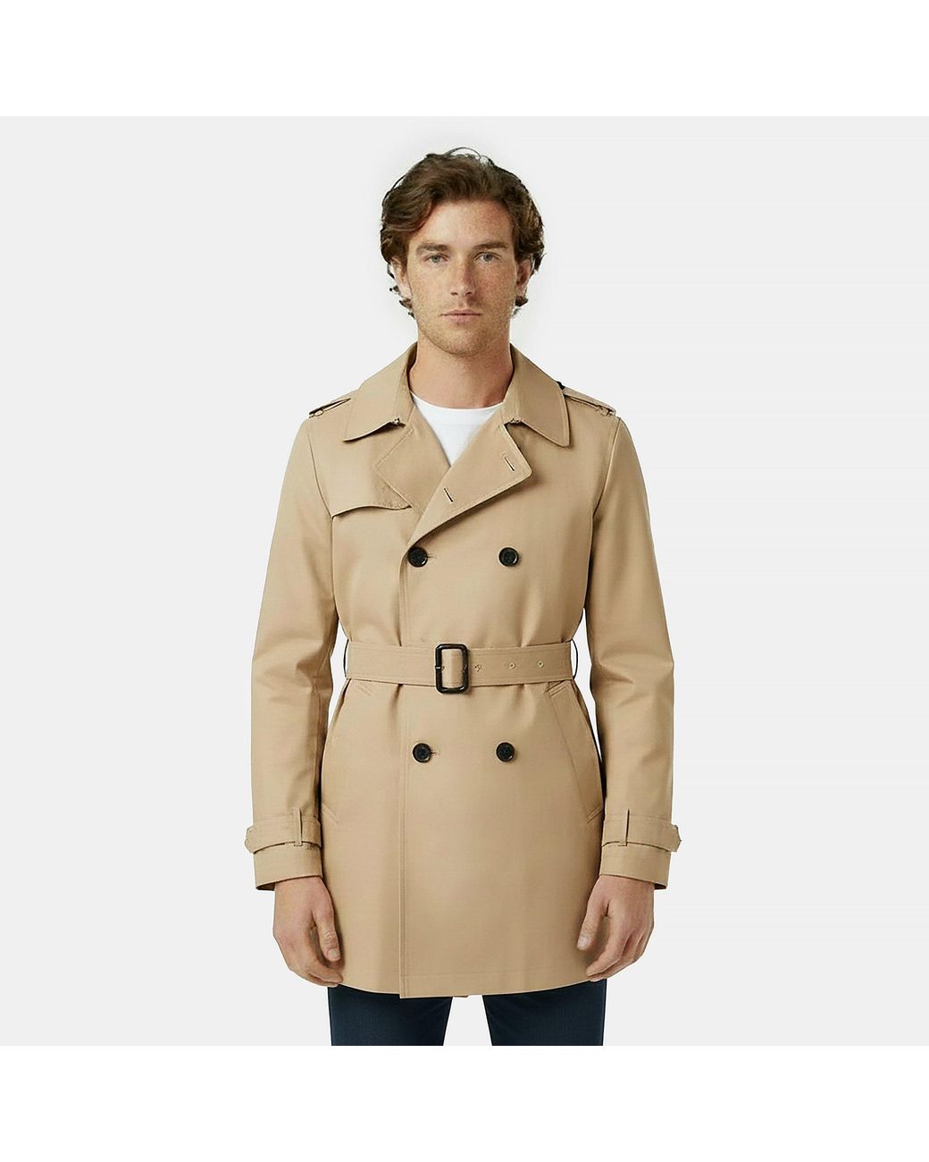 Jack Wills Natural Cotton Water Resistant Mid-Length Long Sleeve Trench Coat for men
