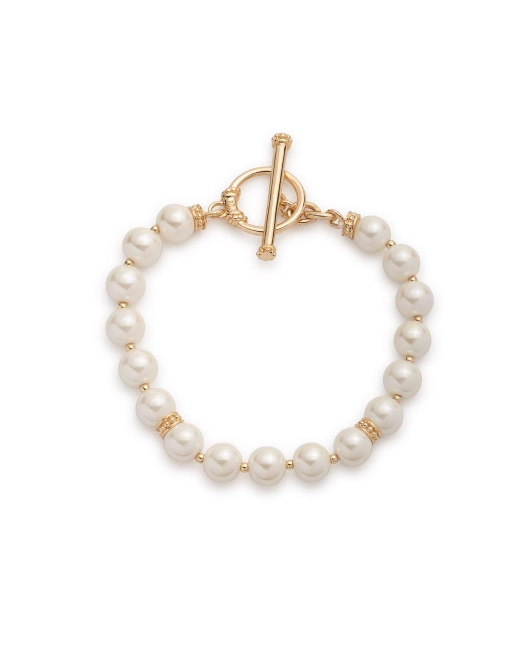 Ralph Lauren Metallic Lauren Ralph Lauren & Pearl Beaded Toggle Bracelet