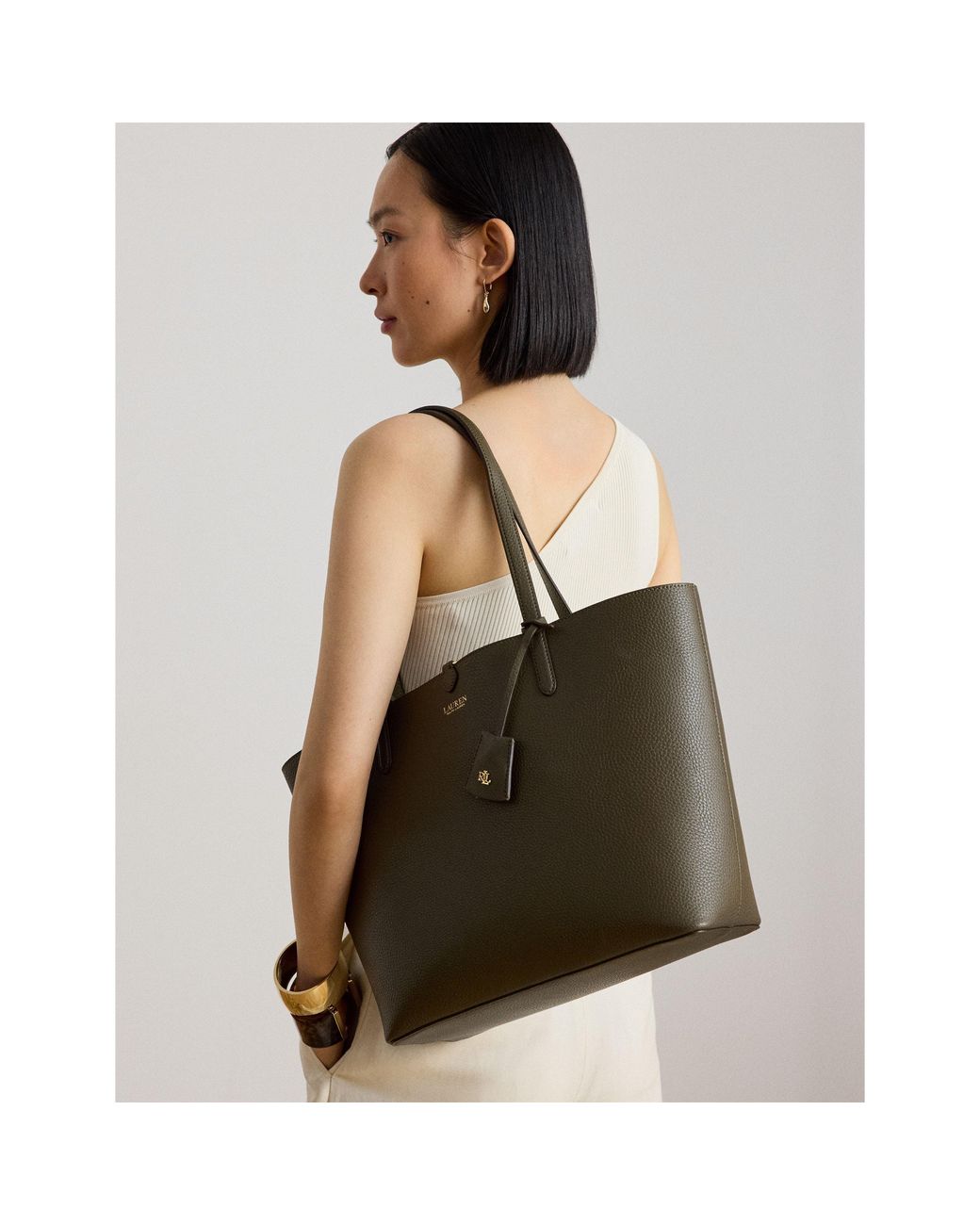 Ralph Lauren Brown Reversible Leather Tote Bag