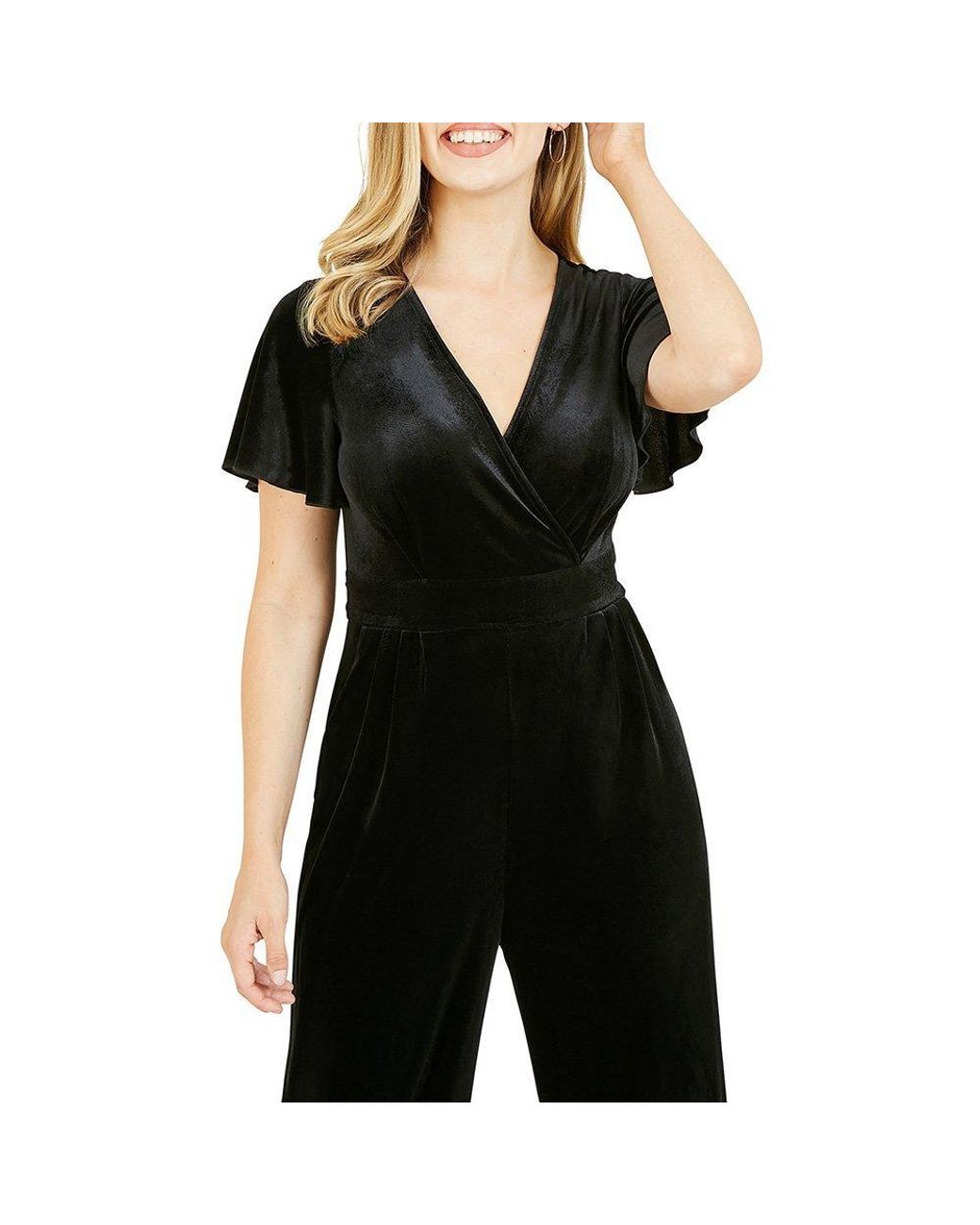 Yumi' Black Jumpsuit With Angel Sleeves