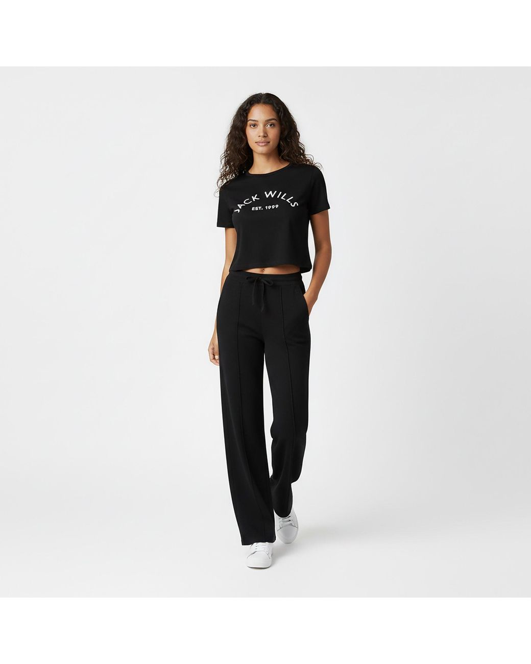 Jack Wills Black Knitted Pin-Tuck Trousers