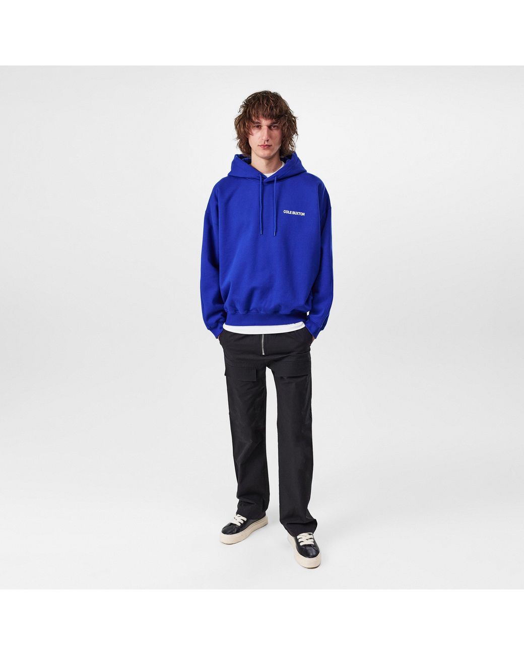 Cole Buxton Blue Logo Cotton Sportswear Hoodie for men