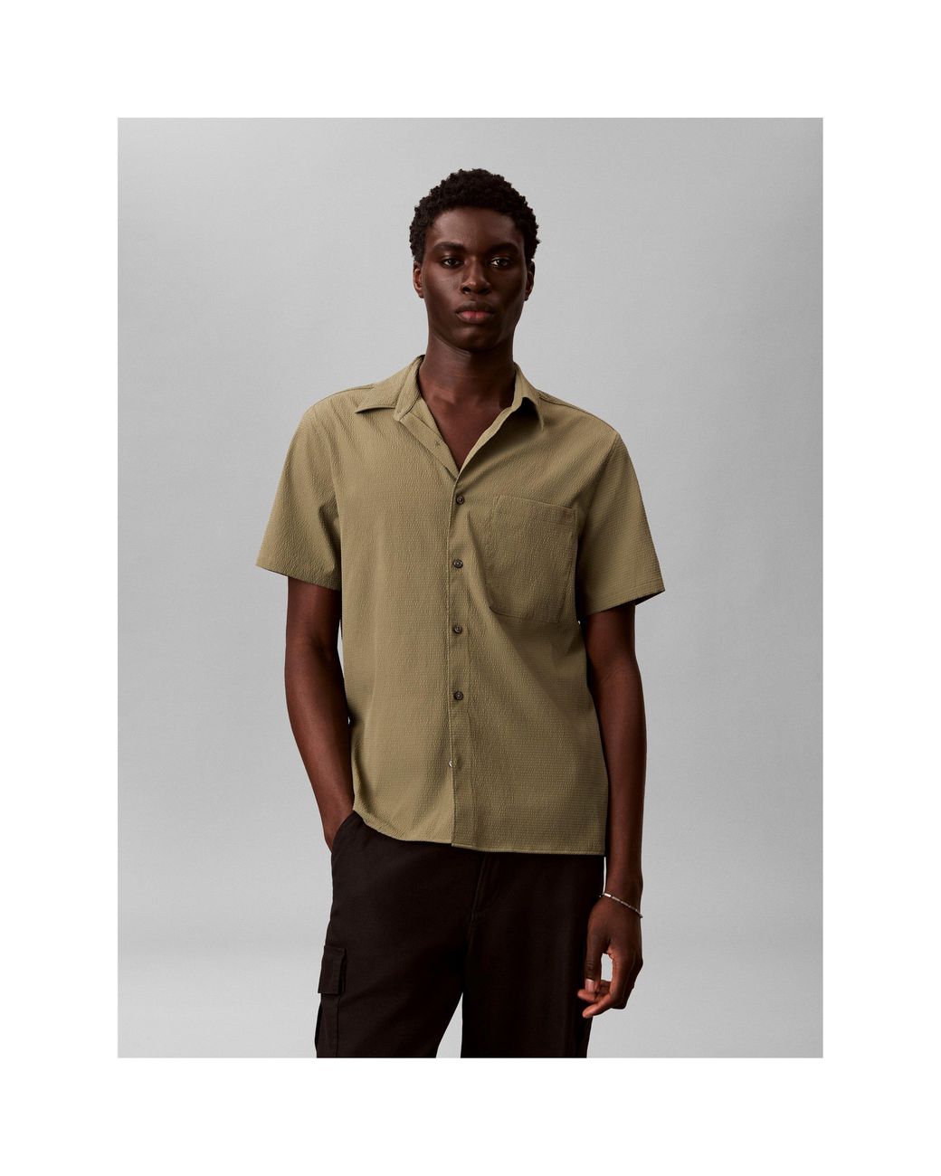 Calvin Klein Green Short Sleeve Plain Shirt for men