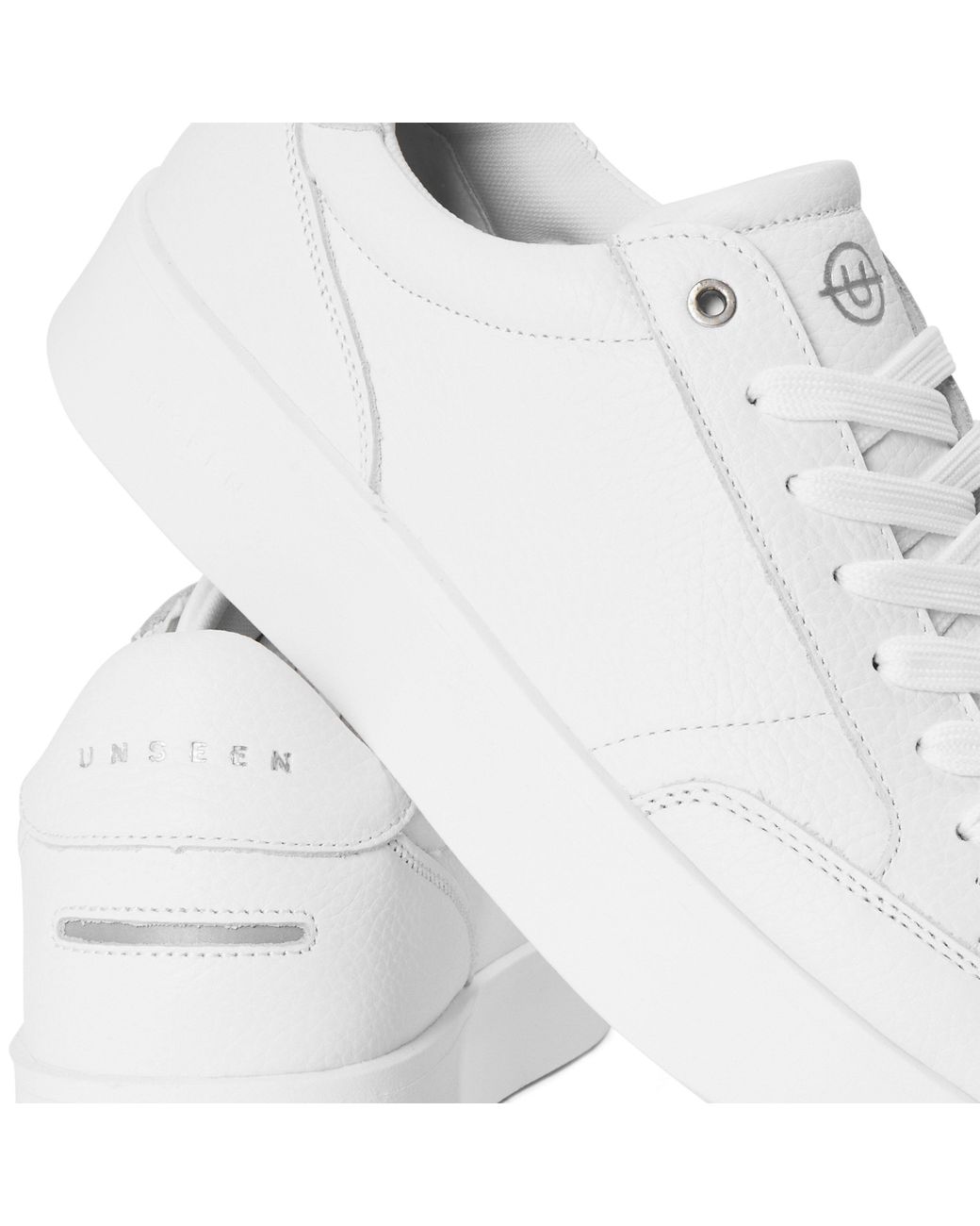 Unseen White Helier Tum Low-Top Trainers for men