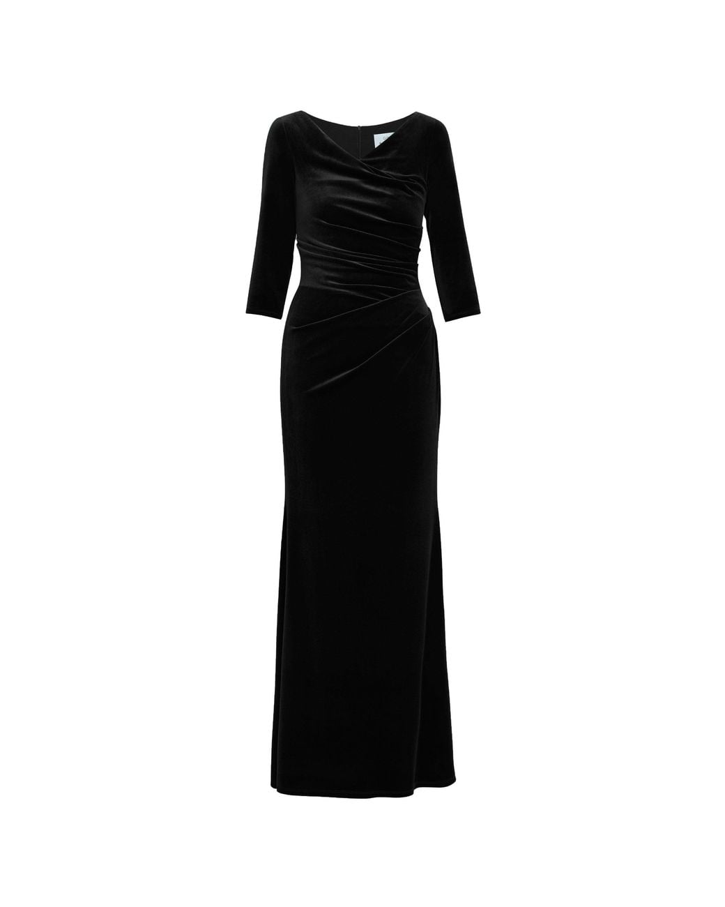 Gina Bacconi Black Sophie Velvet Maxi Dress With 3/4 Sleeve