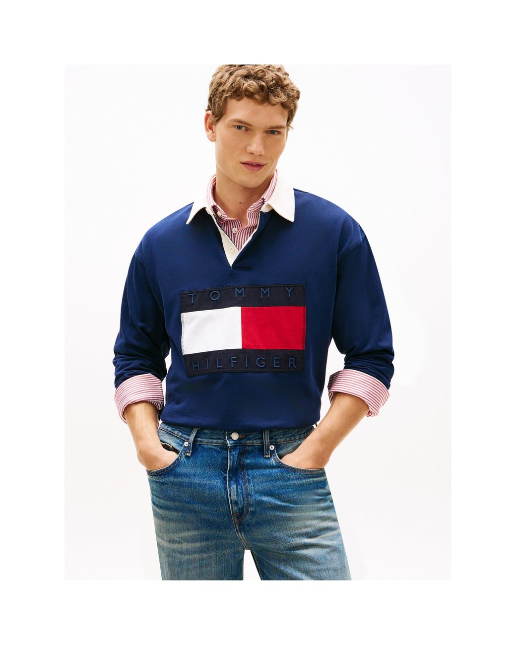 Tommy Hilfiger Blue Rugby Polo Shirt for men