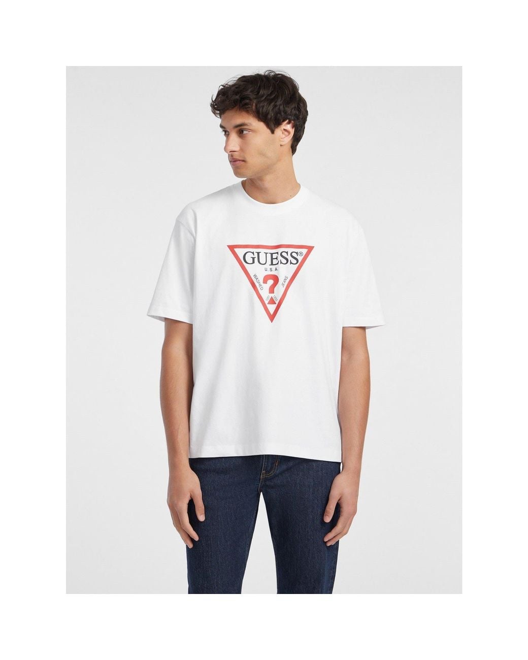 Guess White Jeans Iconic Tee for men
