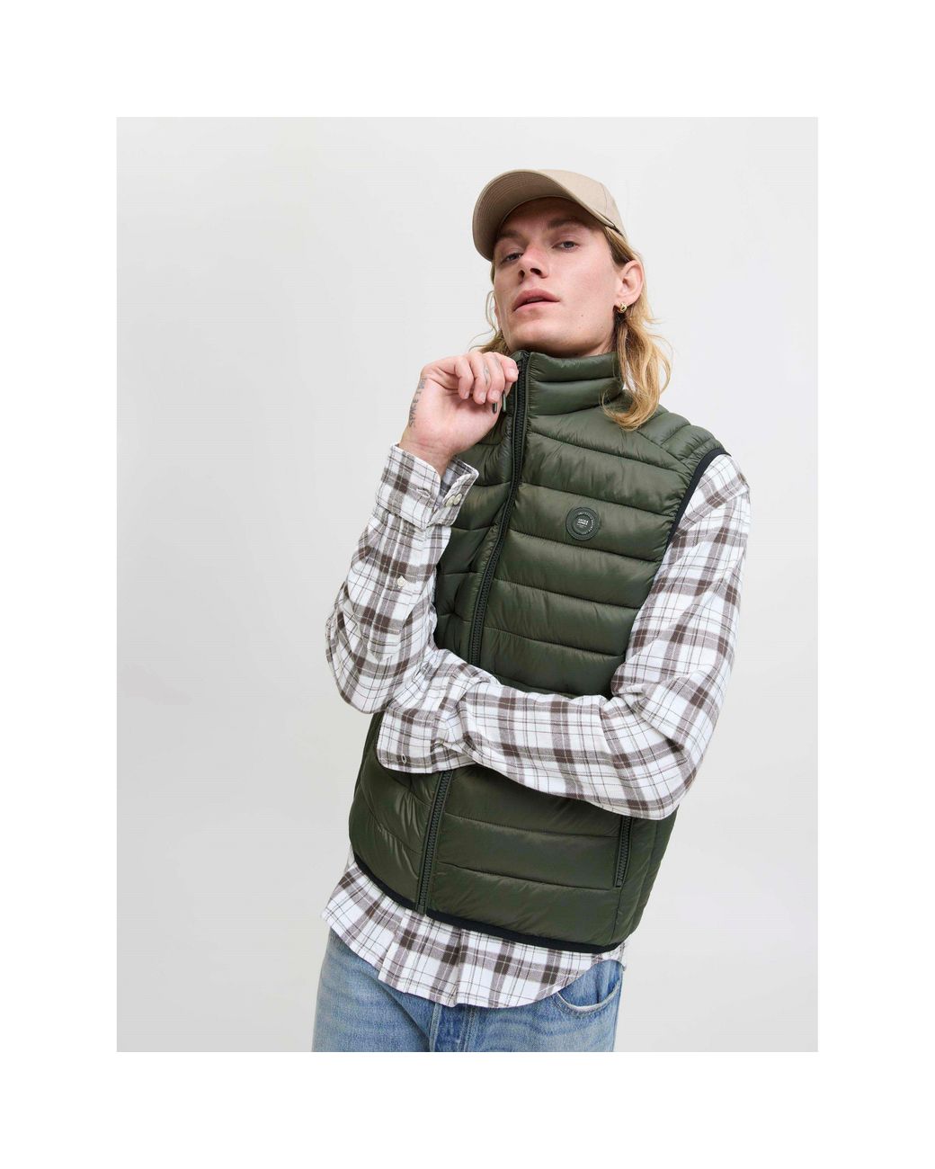 Jack & Jones Green Bradley Puffer Gilet for men