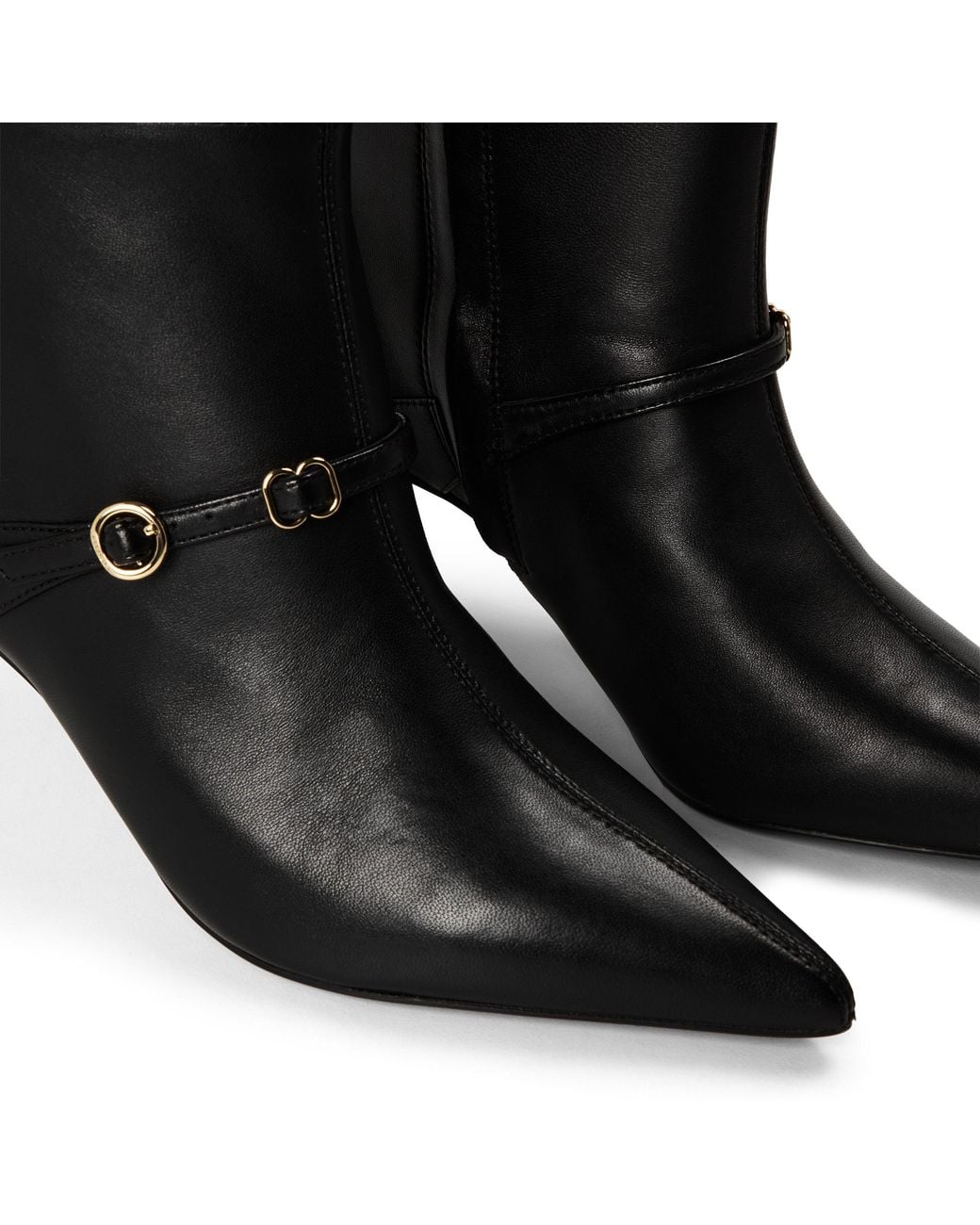 HUGO Black Knee-High Stiletto Boots With Metal Logo Details (Devany)