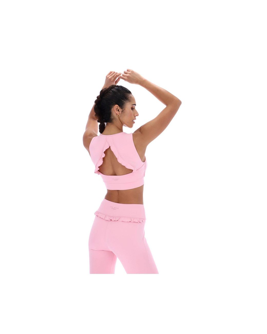 Ted Baker Pink Aria Ruffle Yoga Bra