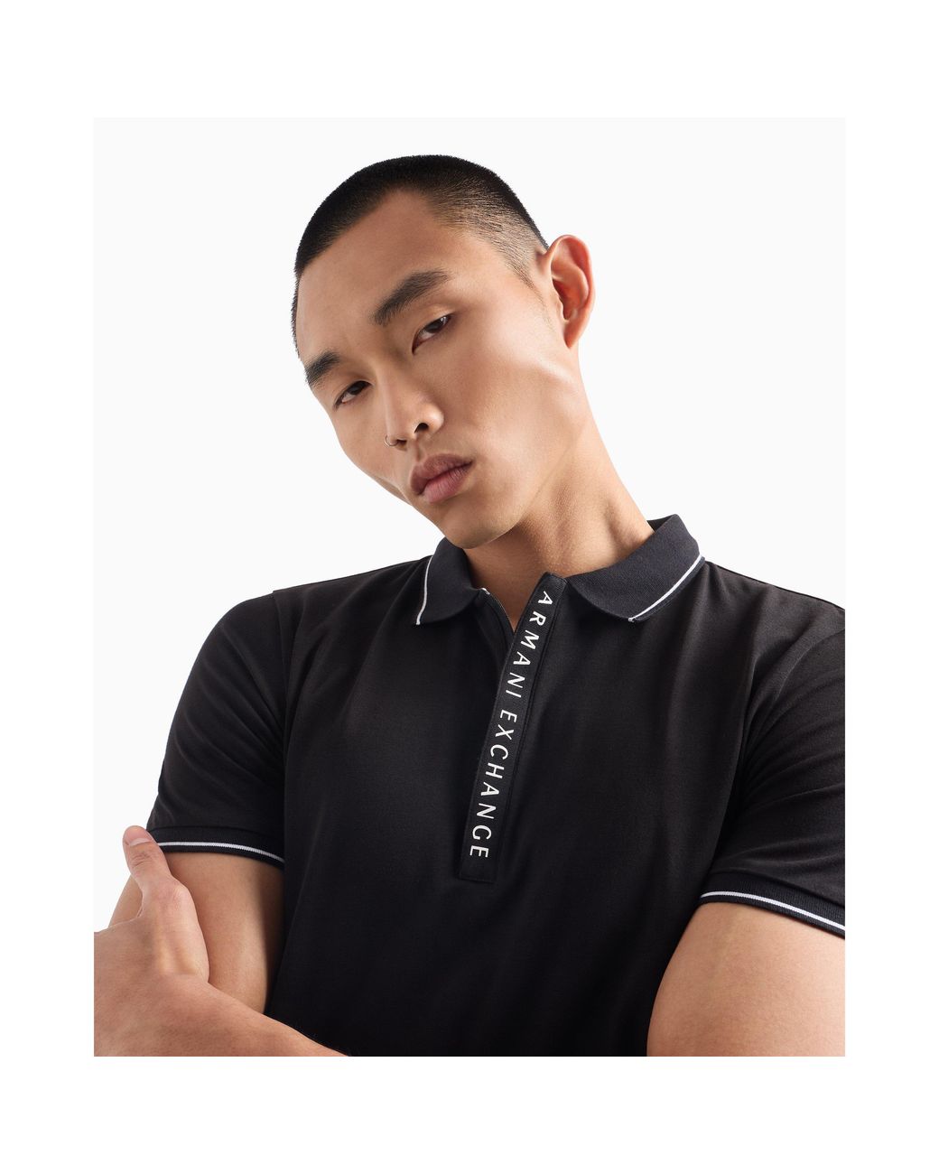 ARMANI EXCHANGE Black Polo for men