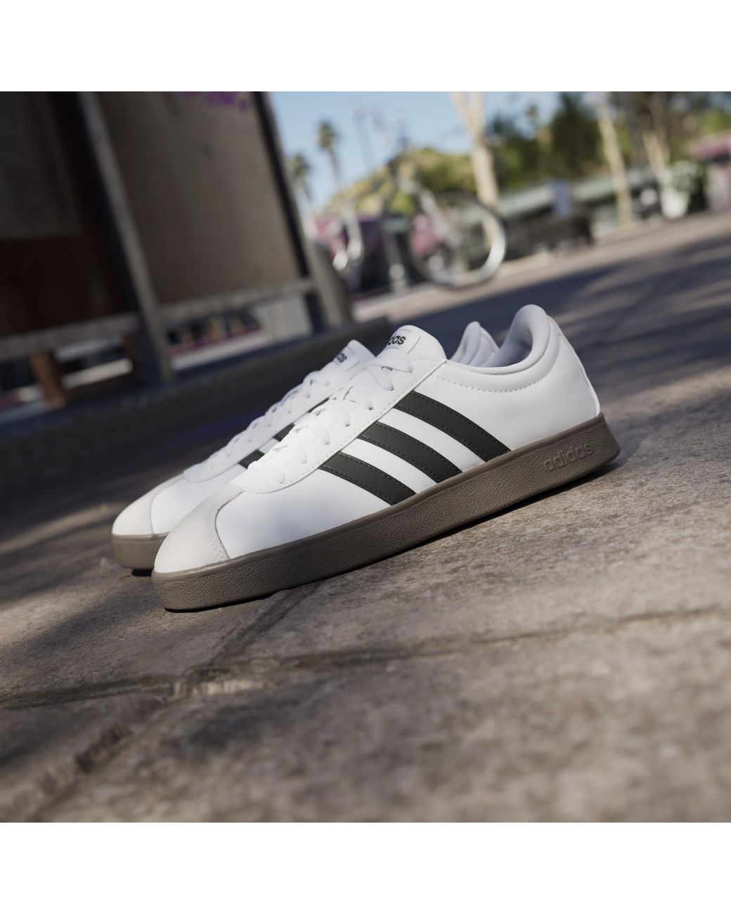 Adidas White Vl Court Base Shoes