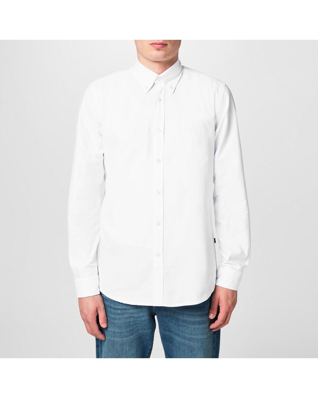 Boss White Rickert Oxford Shirt, Classic Style for men