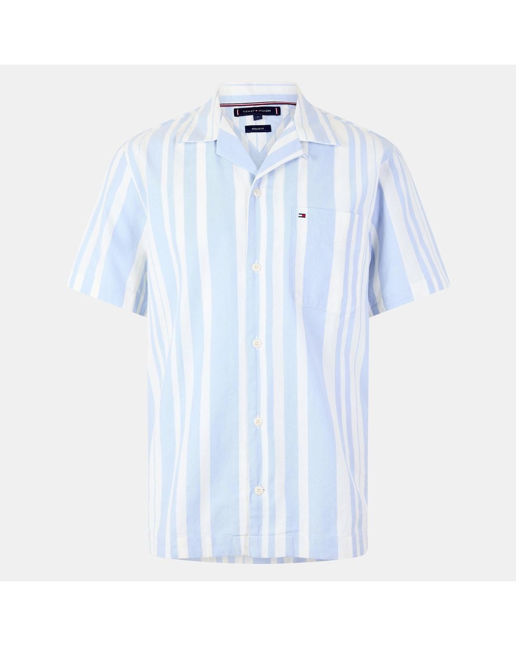 Tommy Hilfiger Blue Horizontal Striped Short Sleeve Shirt for men
