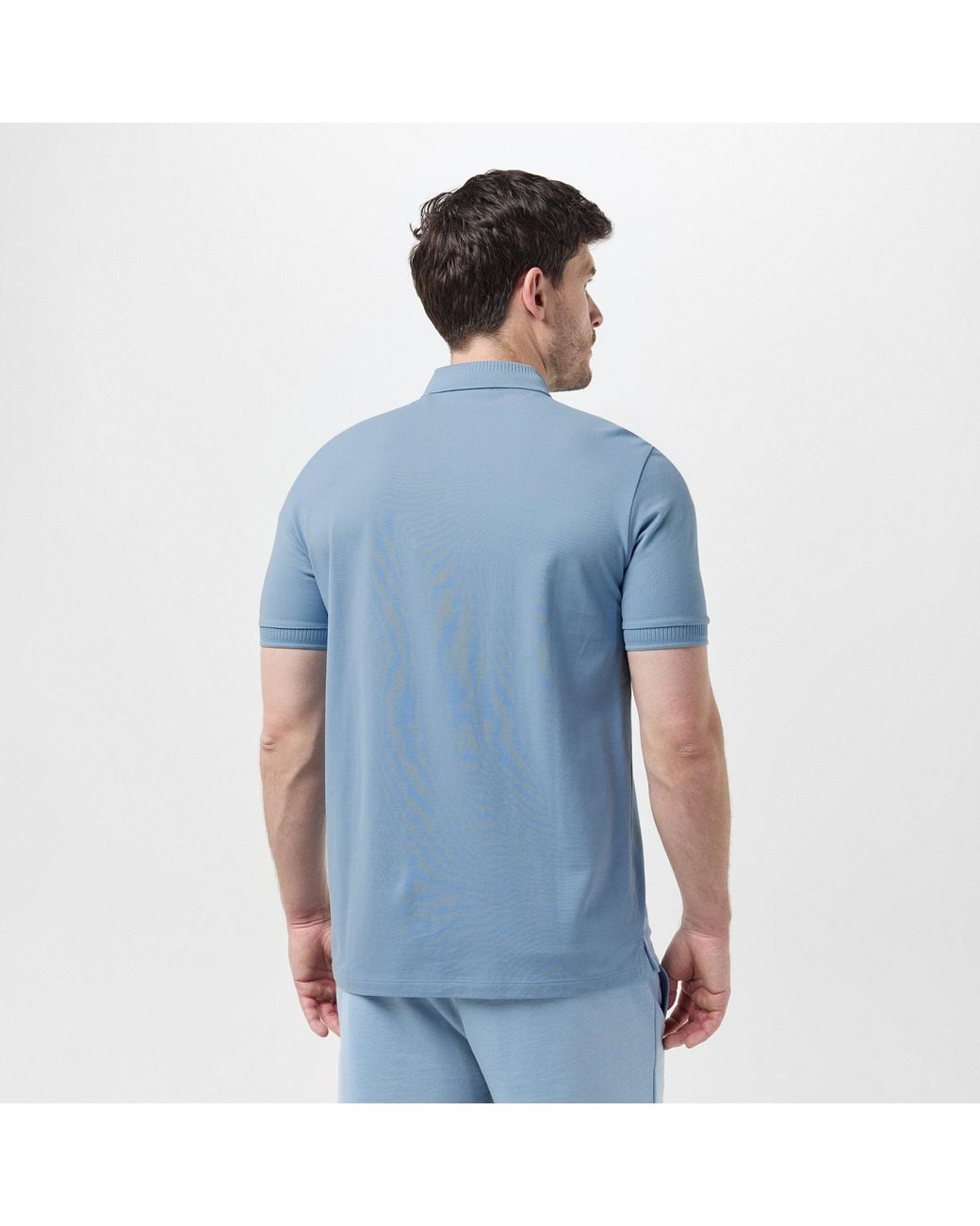 HUGO Blue Deruso Short Sleeve Polo Shirt With Logo Detail And Ribbed Collar for men