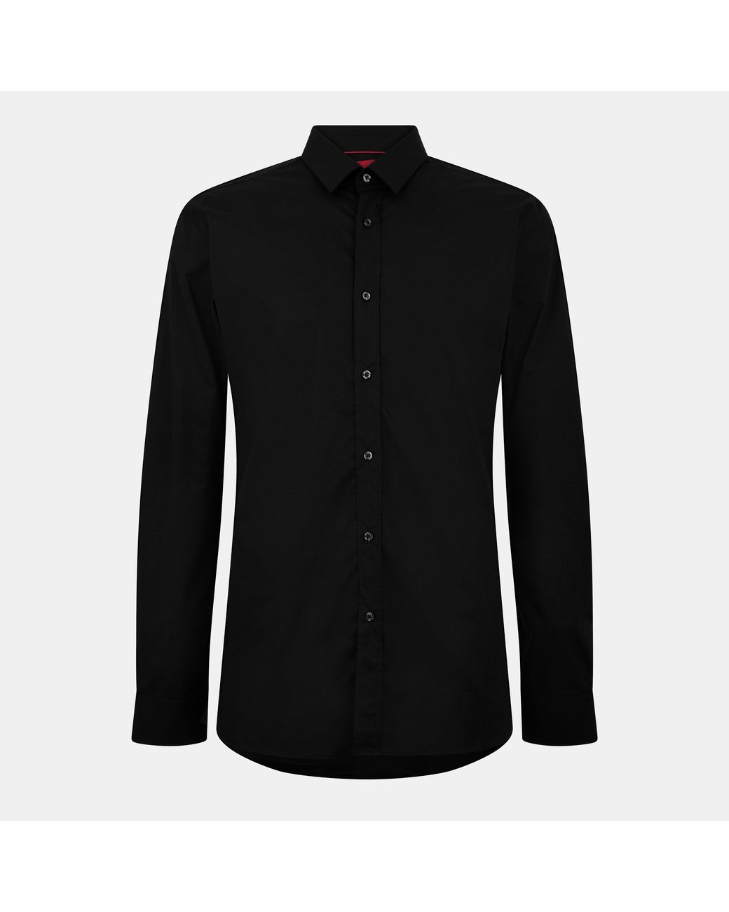 HUGO Black Elisha Long Sleeve Plain Shirt for men