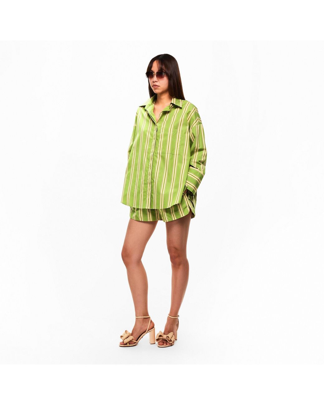 Faithfull The Brand Green Lonia Short Tailored Shorts