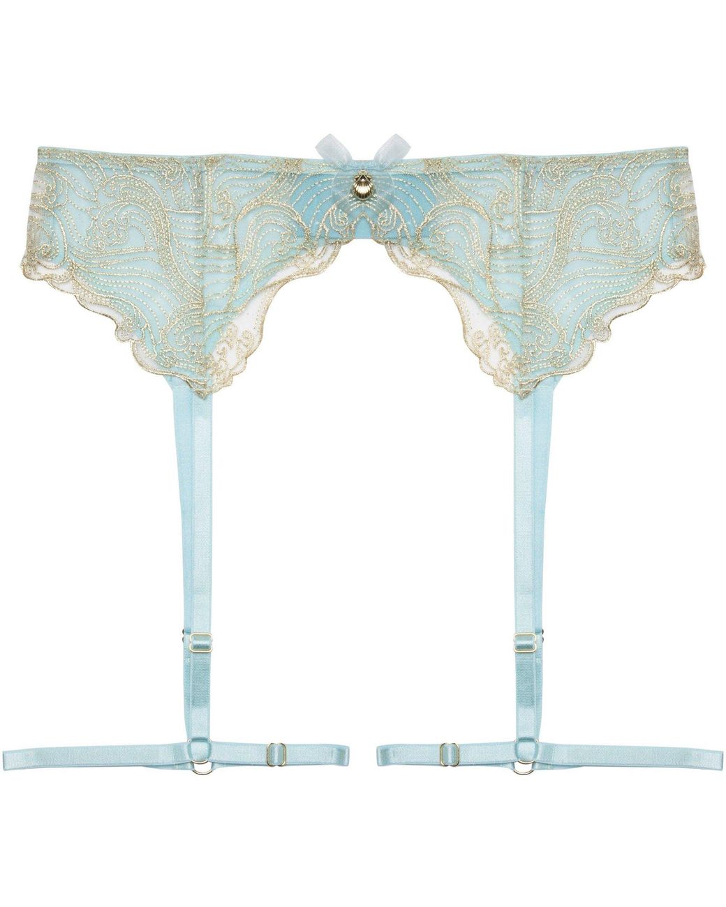 Playful Promises Gray Ayaka Wave Embroidery Suspender Belt With Leg
