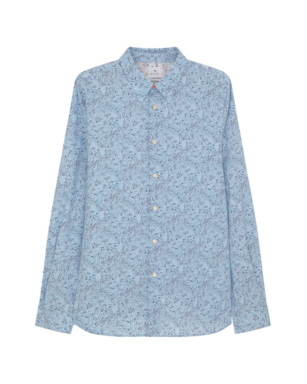 Paul Smith Blue Long Sleeve Patterned Tailored Fit Shirt for men