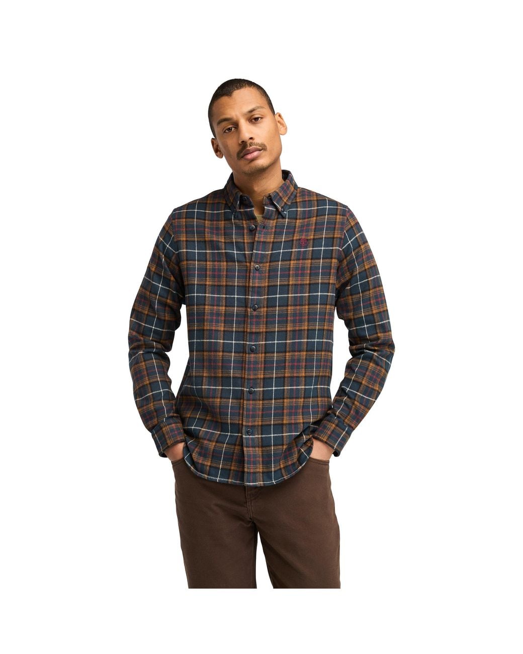 Timberland Black Midweight Flannel Check Dark Long-Sleeve Patterned Shirt for men