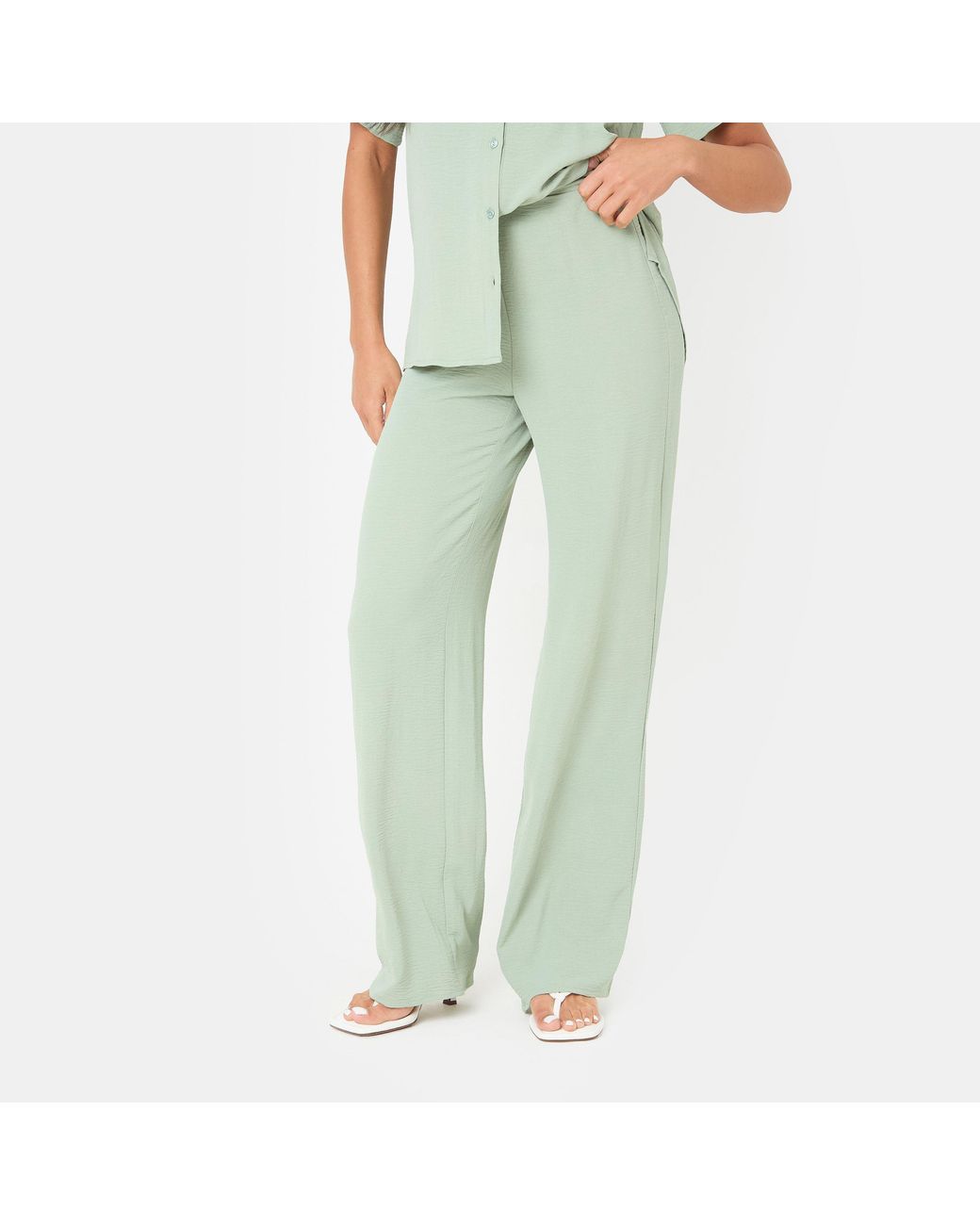 I Saw It First Green Soft Crepe Wide Leg Trousers