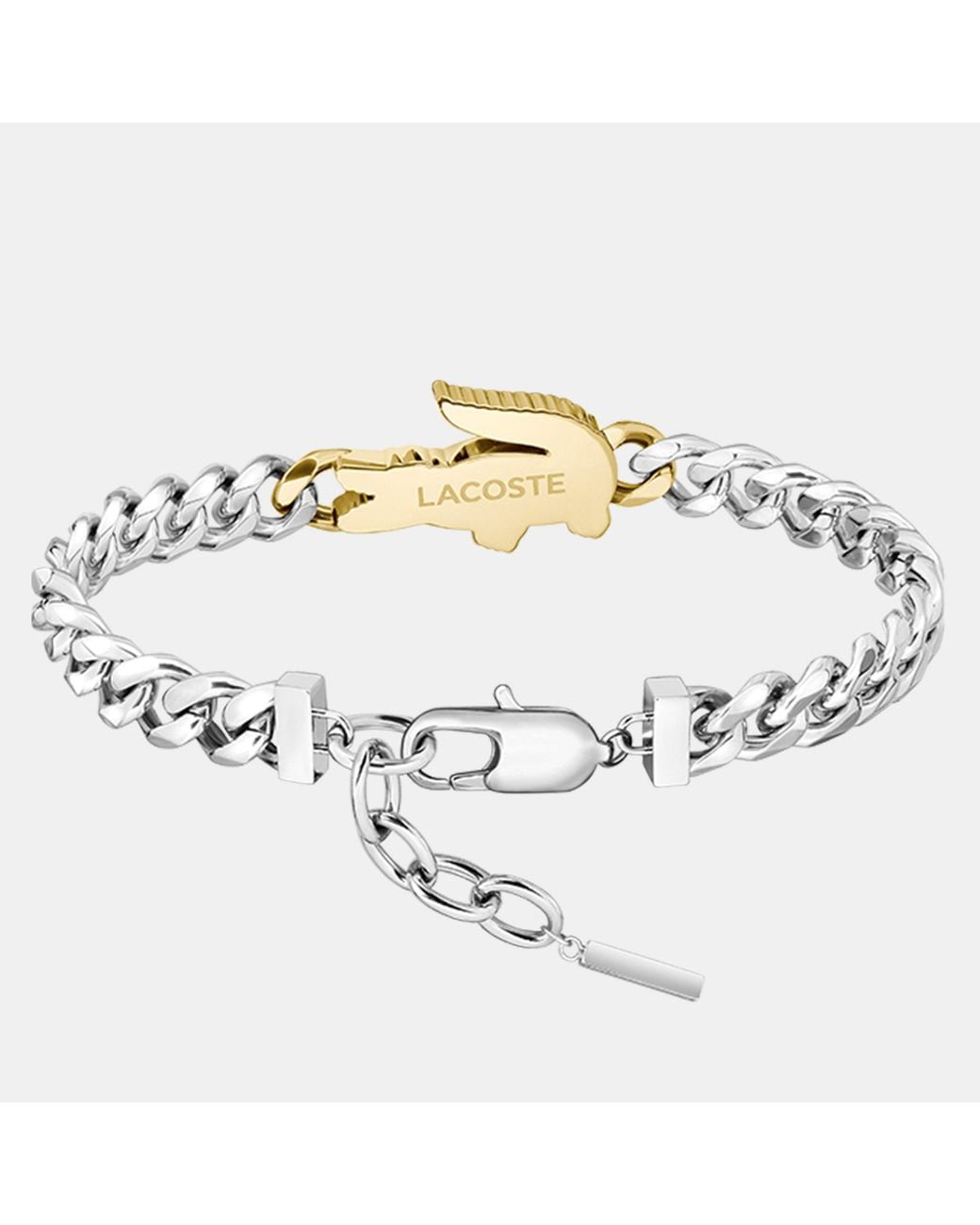 Lacoste Metallic Arthor Crocodile Curb Chain Bracelet for men