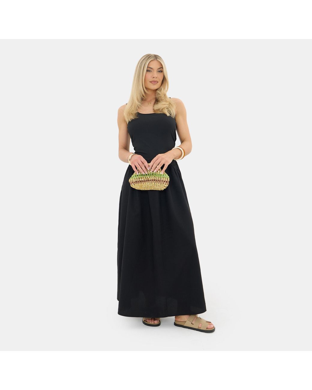 I Saw It First Blue Jersey Woven Maxi Dress