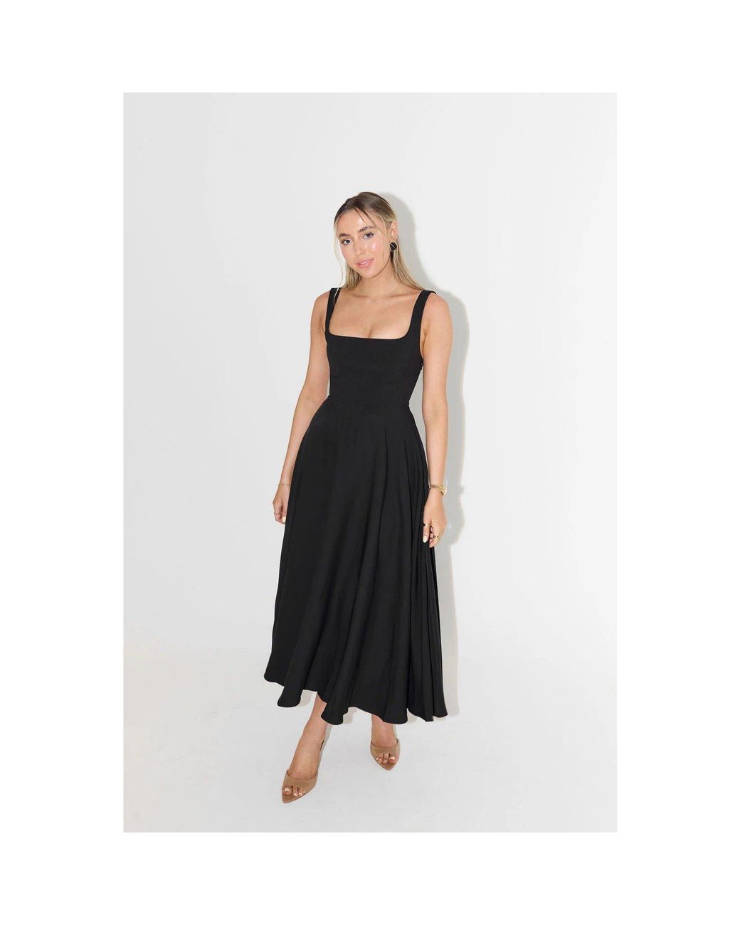 Odd Muse Blue The Ultimate Muse High Waist Square Neck Midi Dress