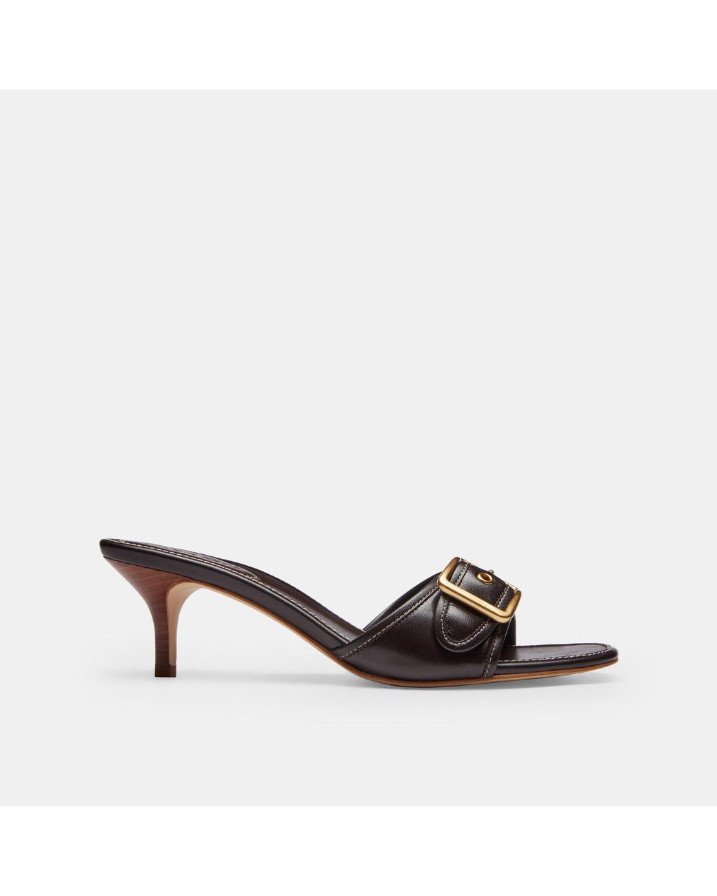 COACH Brown Margot Kitten Heeled Mules