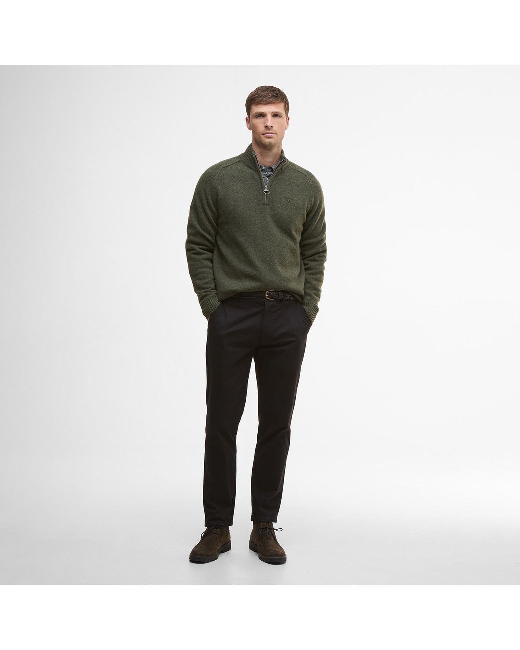 Barbour Green Grangetown Half Zip Jumper for men