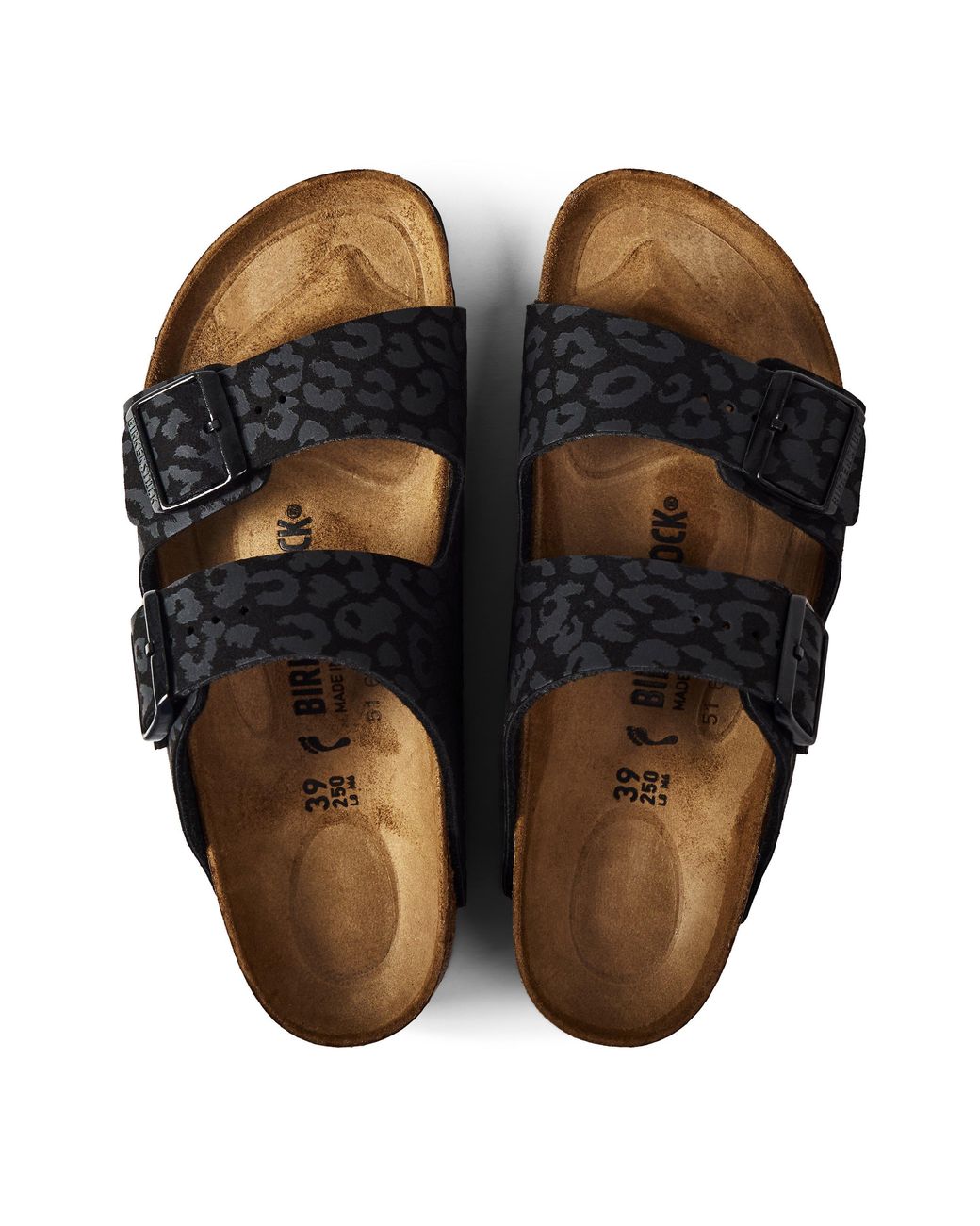 Birkenstock Black Arizona Leo Flat Sandals