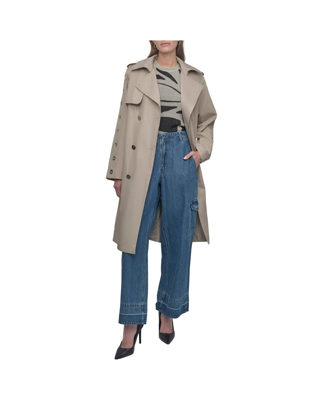 DKNY Natural Weather-Resistant Trench Coat