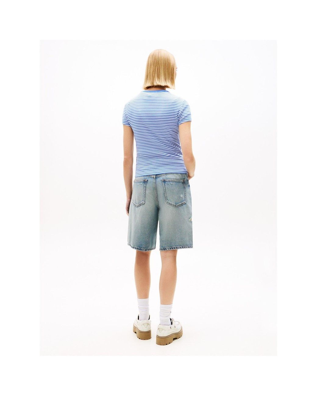 Tommy Hilfiger Blue Short Sleeve Logo Ribbed T-Shirt