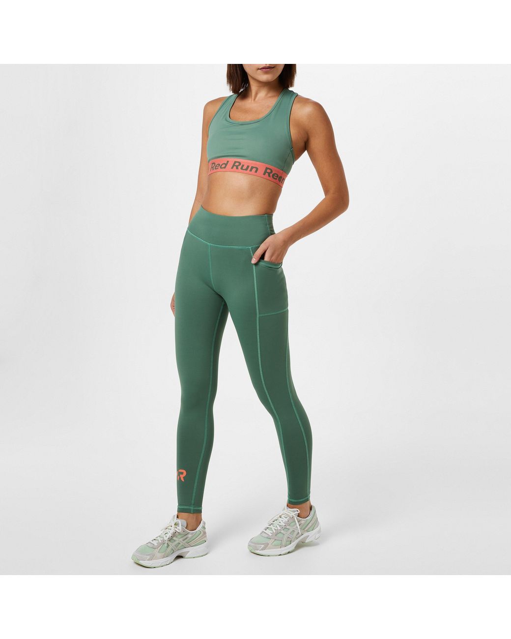 Red Run Green Sports Bra Top