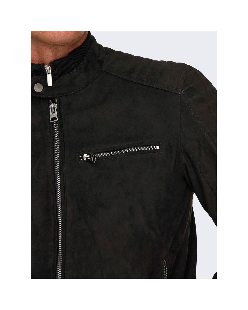 ONLY Black Bomber Faux Leather Jacket for men