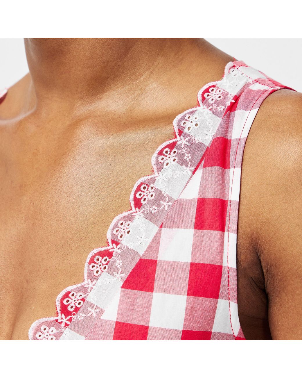 Frankie's Bikinis Pink X Bella Hadid Farm Gingham Mini Dress