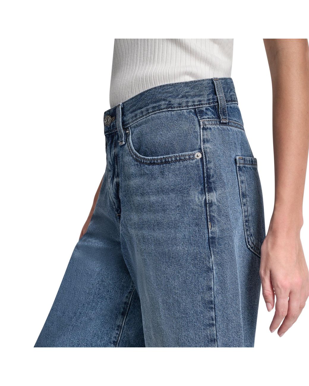 DKNY Blue Jeans Mid Rise Relaxed Bermuda Denim Short