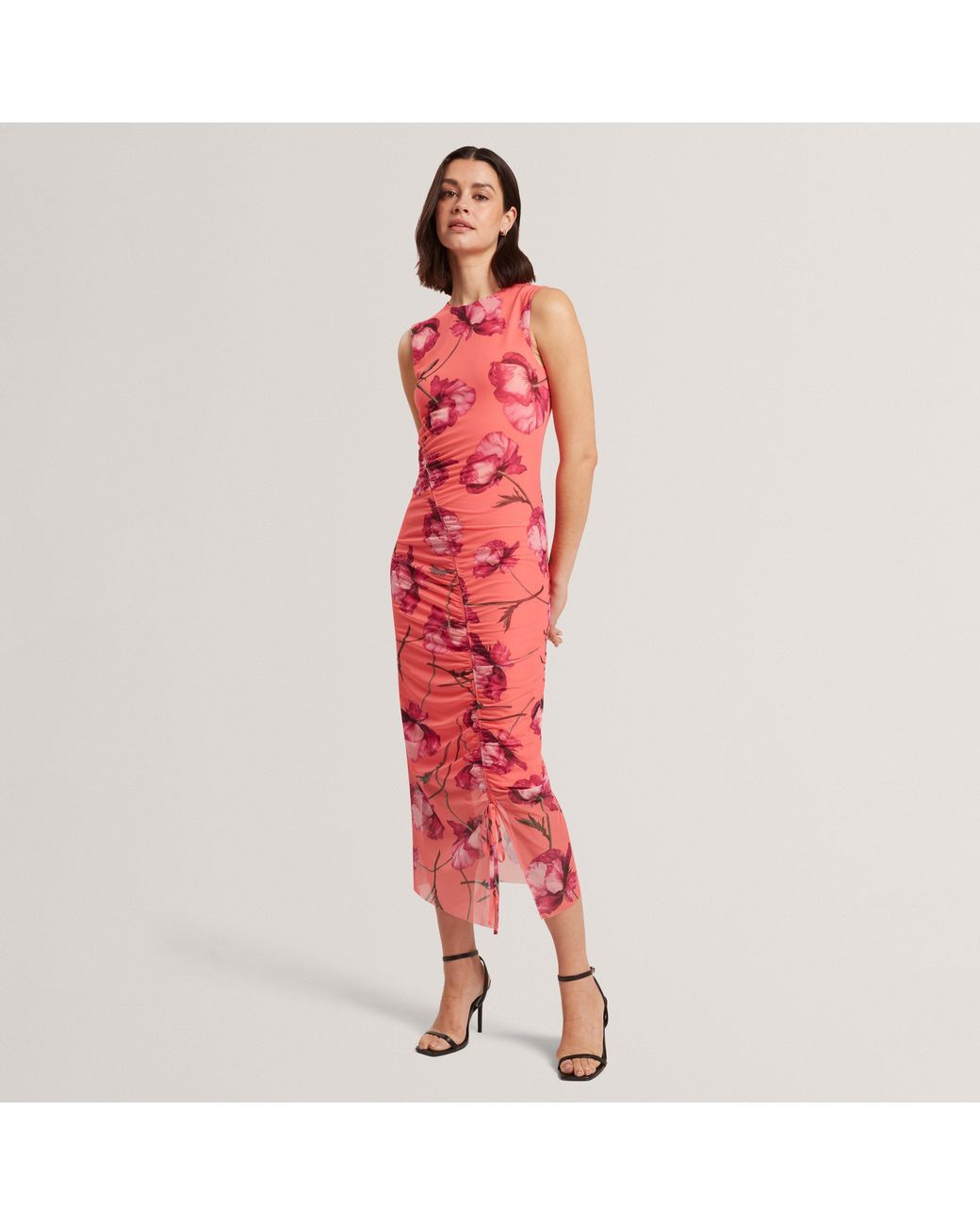 Ted Baker Red Mesh Midi Dress