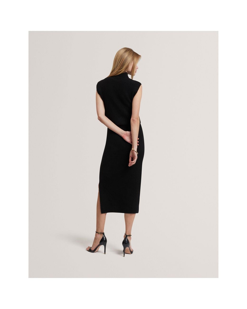 Ted Baker Black Sleeveless Knitted Jumper Dress