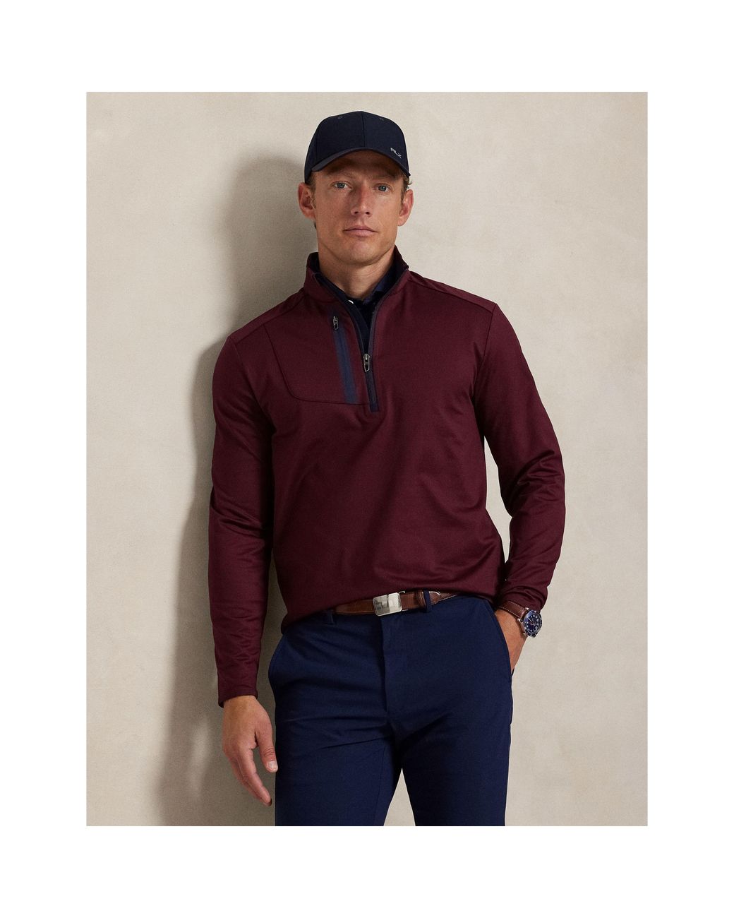Polo Ralph Lauren Purple Rlx Cotton Long Sleeve Half Zip Performance Golf Jacket for men