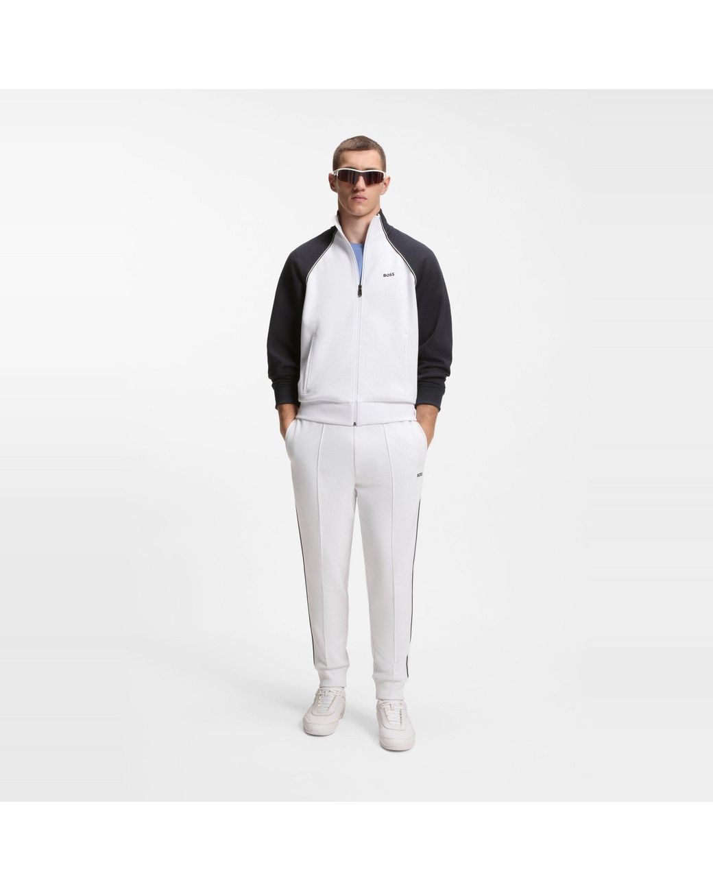 Boss Black Long Sleeve Tracksuit Top With Logo Detail for men