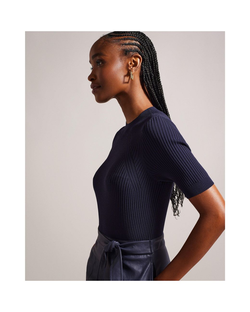 Ted Baker Blue Mock Midi A Line Dress