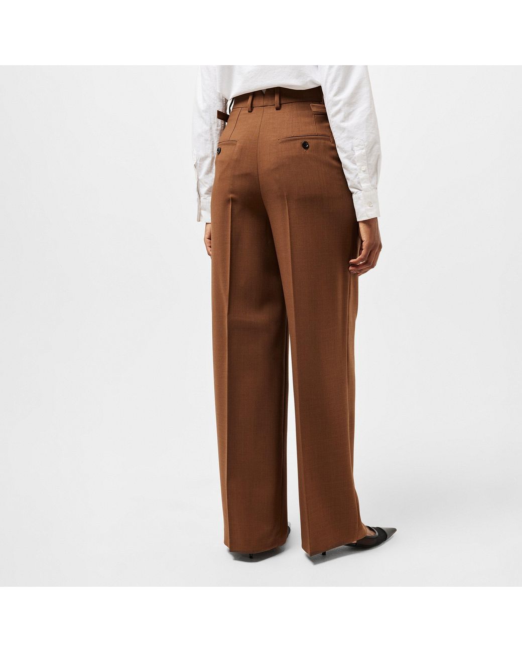 AMI Brown High Waisted Wide Leg Trousers