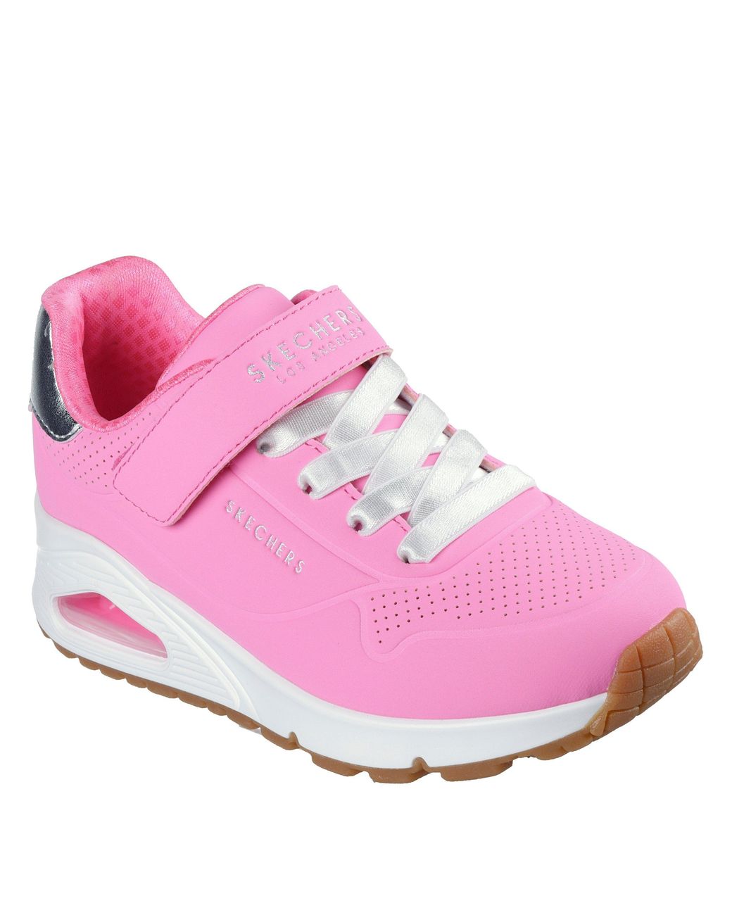 Skechers Pink Duraleather Gore And Strap Low-Top Trainers