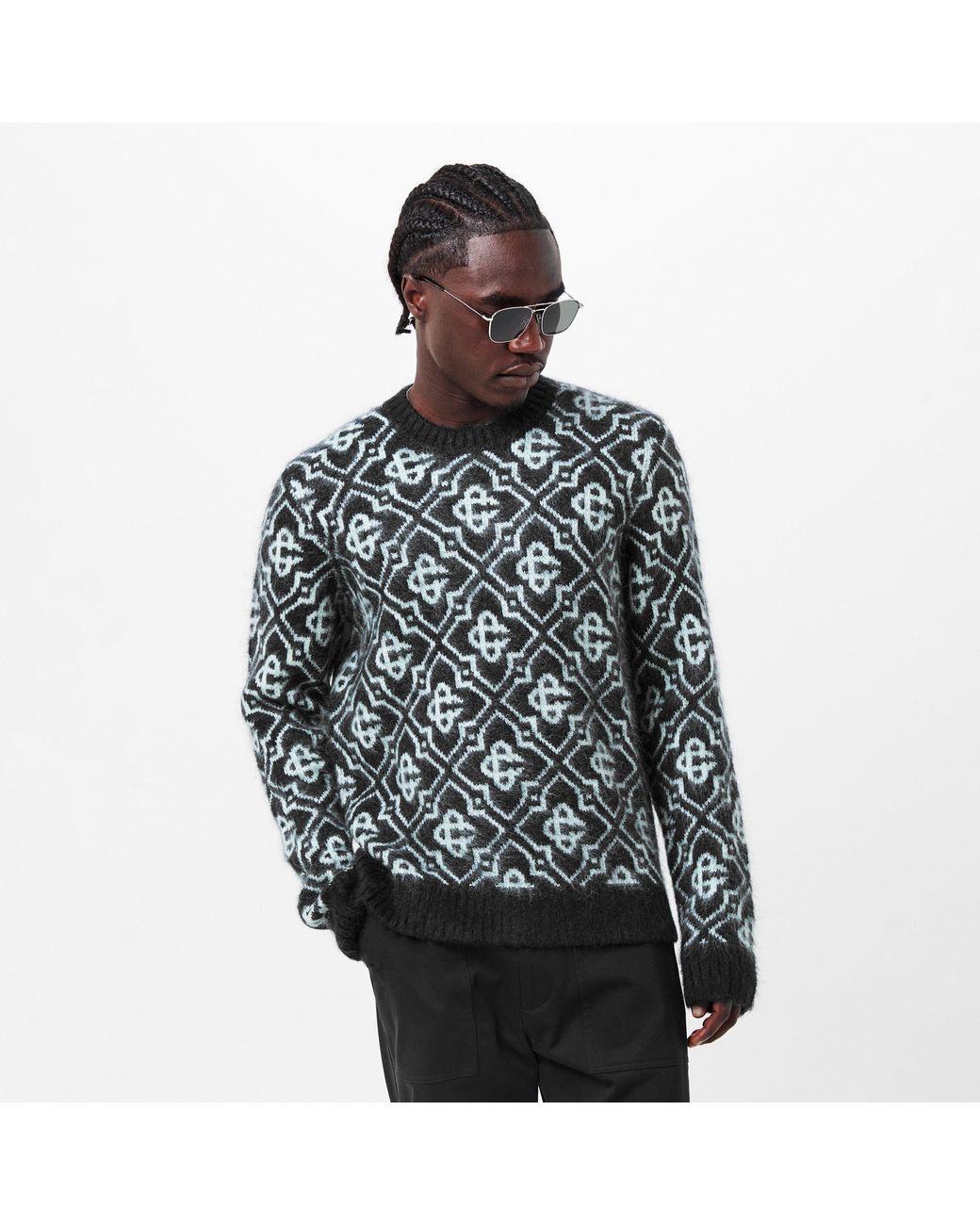 Casablanca Black Mono Mohair Crew Neck Jumper for men