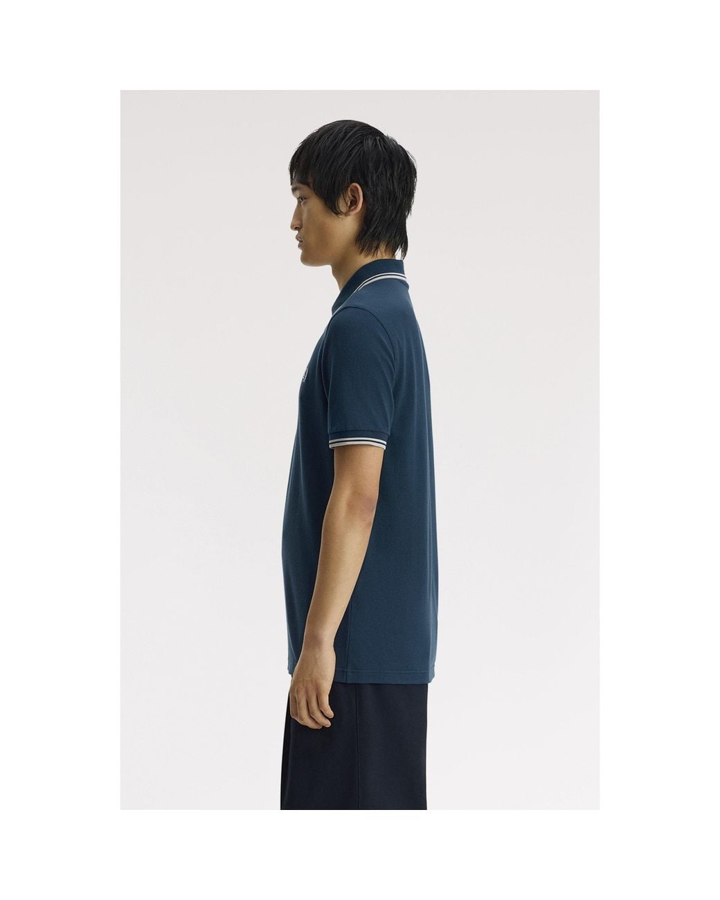 Fred Perry Blue Short Sleeve Twin Tipped Polo Shirt for men