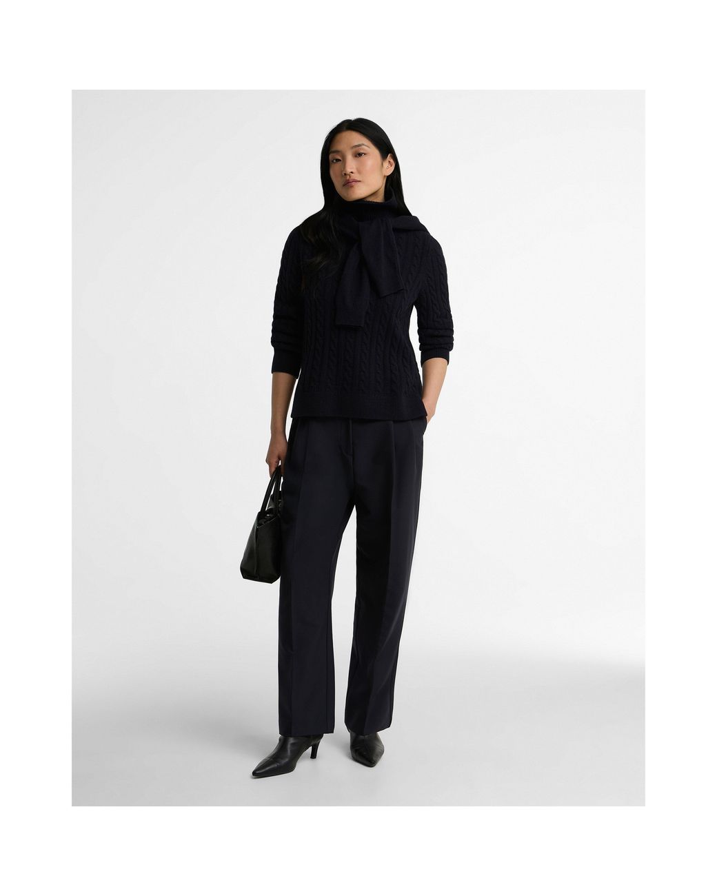 Barbour Black Ambleside Wool Cable-Knit Jumper