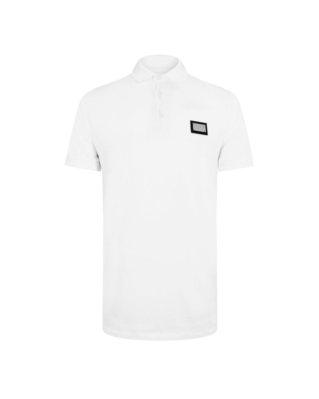 Dolce & Gabbana White Plain Piqué Cotton Polo Shirt for men