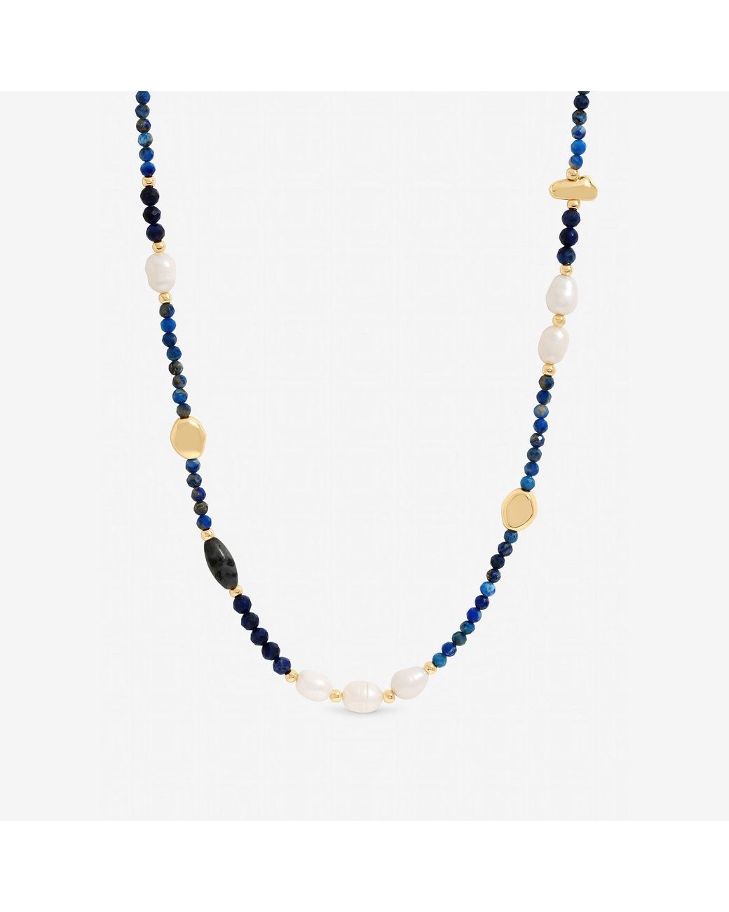 Jon Richard Metallic Lapis And Pearl Beaded Necklace