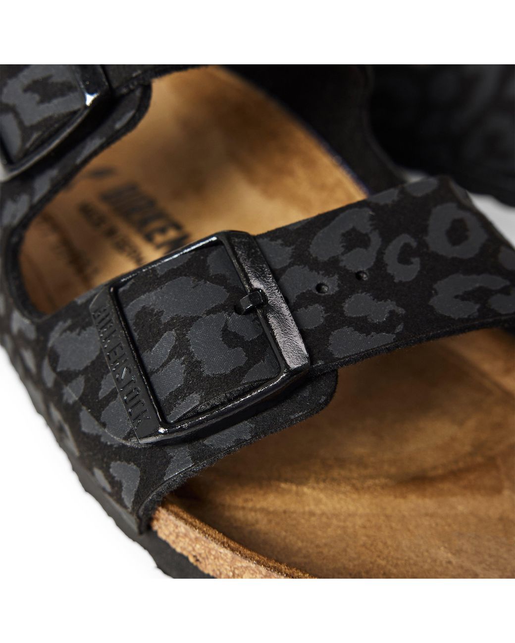 Birkenstock Black Arizona Leo Flat Sandals